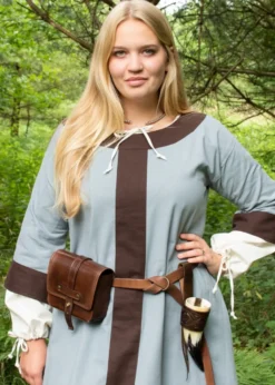 Mittelalterkleid Gudrun, blaugrau/braun