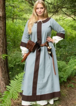 Mittelalterkleid Gudrun, blaugrau/braun