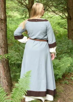 Mittelalterkleid Gudrun, blaugrau/braun