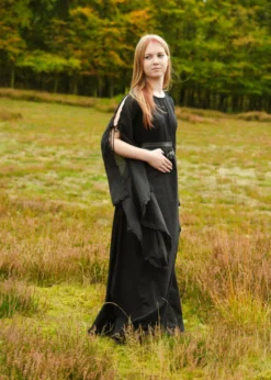 Mittelalter Kleid Ingrid mit Schnürung am Rücken, schwarz