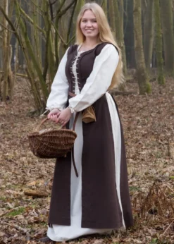 Mittelalterkleid Marit mit Schnürungen, braun