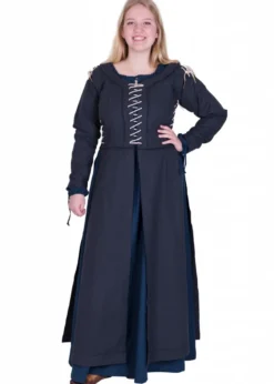 Mittelalterkleid Marit mit Schnürungen, dunkelblau