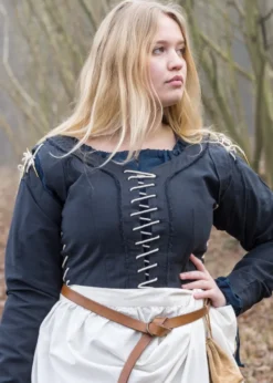 Mittelalterkleid Marit mit Schnürungen, dunkelblau
