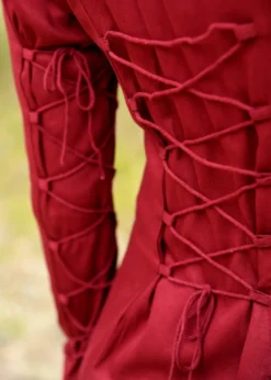 Mittelalterkleid Meira mit Samt-Details, weinrot