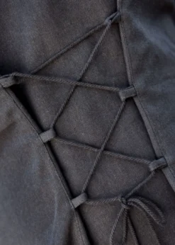 Mittelalterkleid Meira mit Samt-Details, schwarz, Kleid, Samtkleid