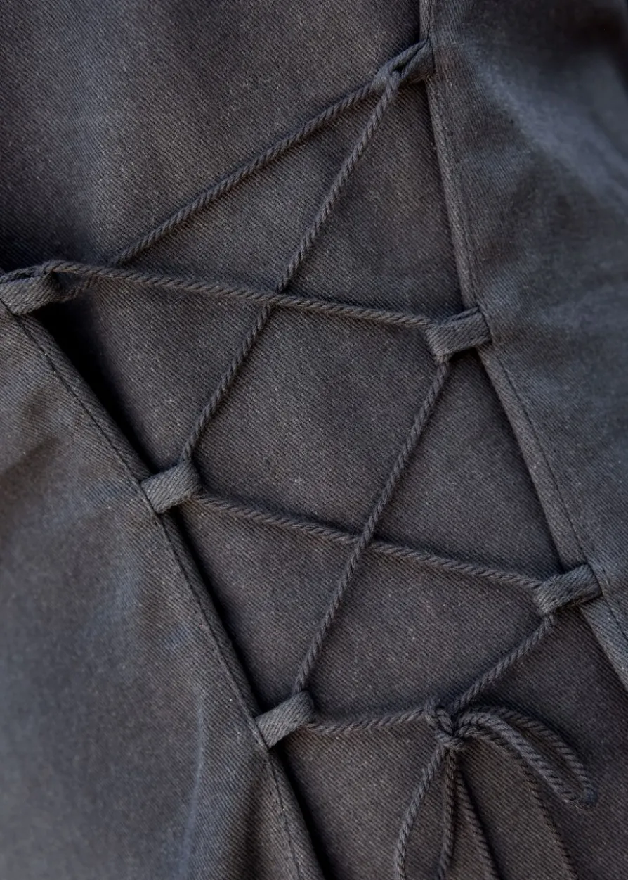Mittelalterkleid Meira mit Samt-Details, schwarz, Kleid, Samtkleid