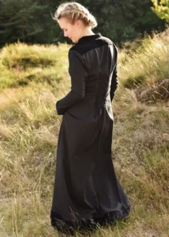 Mittelalterkleid Meira mit Samt-Details, schwarz, Kleid, Samtkleid