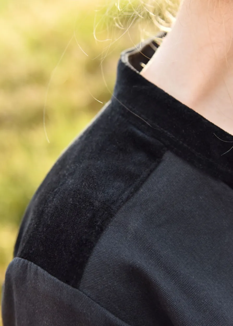 Mittelalterkleid Meira mit Samt-Details, schwarz, Kleid, Samtkleid