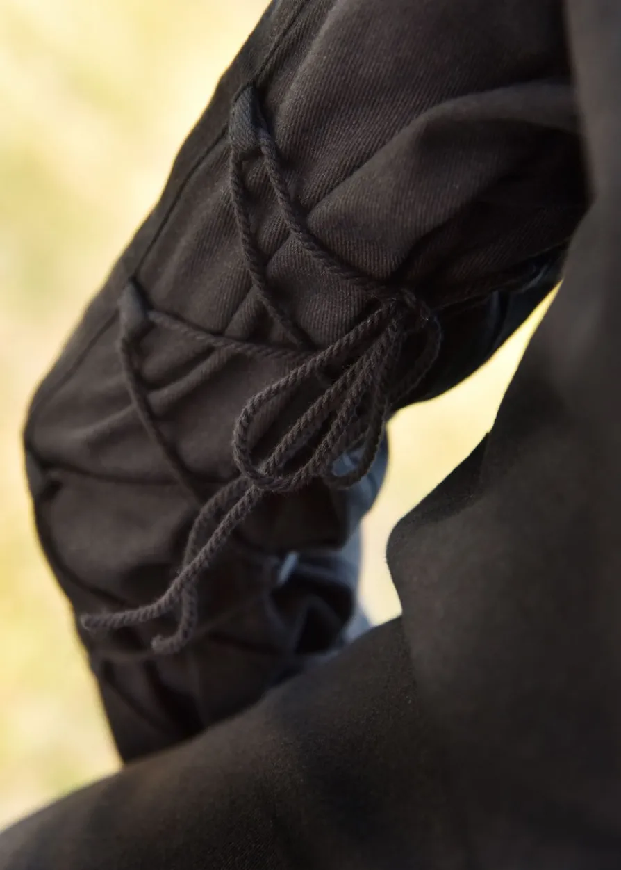 Mittelalterkleid Meira mit Samt-Details, schwarz, Kleid, Samtkleid
