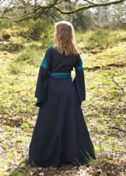 Mittelalterkleid mit Gürtel, Bliaut Konstanze, dunkelblau