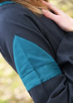 Mittelalterkleid mit Gürtel, Bliaut Konstanze, dunkelblau