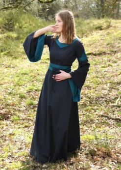 Mittelalterkleid mit Gürtel, Bliaut Konstanze, dunkelblau