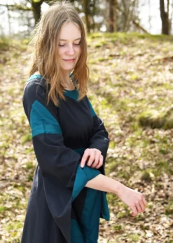 Mittelalterkleid mit Gürtel, Bliaut Konstanze, dunkelblau
