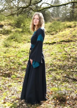 Mittelalterkleid mit Gürtel, Bliaut Konstanze, dunkelblau