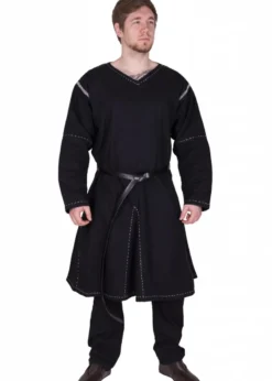 Mittelalter Kragelund Tunika Askur, langarm, schwarz