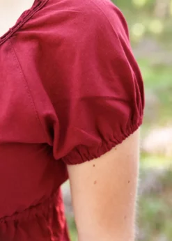 Mittelalter Kurzarm-Bluse Aren, weinrot