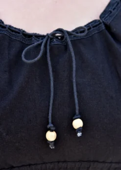 Mittelalter Kurzarm-Bluse Aren, schwarz