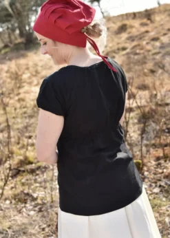 Mittelalter Kurzarm-Bluse Aren, schwarz