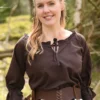 Mittelalter Lederbeutel mit Gürtelschlaufe, braun
