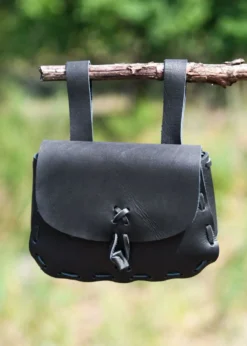 Mittelalter-Ledertasche, Schwarz