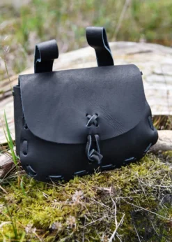 Mittelalter-Ledertasche, Schwarz
