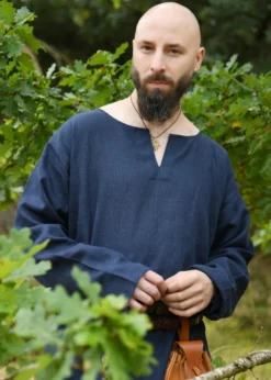 Mittelalter Leinen Tunika, dunkelblau