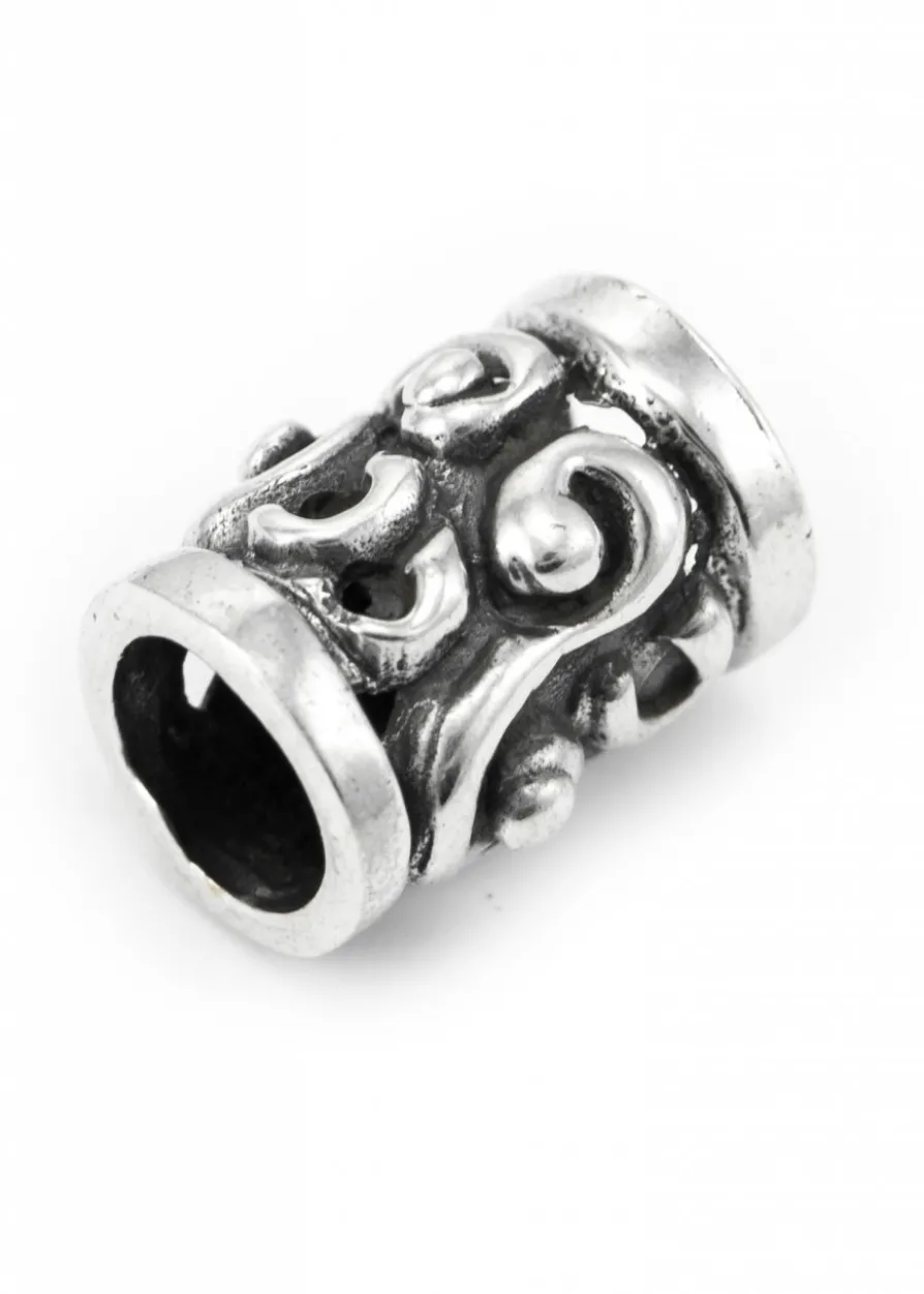 Mittelalterliche Bartperle mit Spiralmuster aus Silber