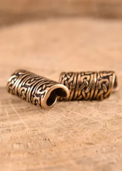 Mittelalterliche Bartperle mit keltischem Knoten aus Bronze