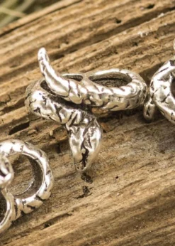 Mittelalterliche Bartperle / Haarperle mit Schlange aus Silber