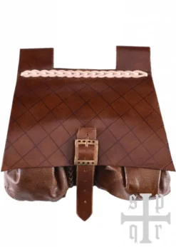 Mittelalterliche Ledertasche, 14. Jahrhundert, Braun