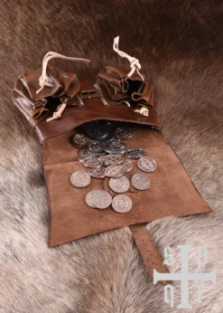 Mittelalterliche Ledertasche, 14. Jahrhundert, Braun