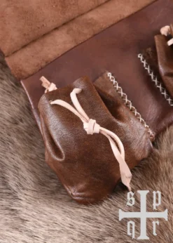 Mittelalterliche Ledertasche, 14. Jahrhundert, Braun