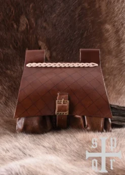 Mittelalterliche Ledertasche, 14. Jahrhundert, Braun