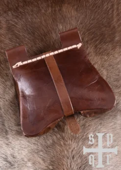 Mittelalterliche Ledertasche, 14. Jahrhundert, Braun