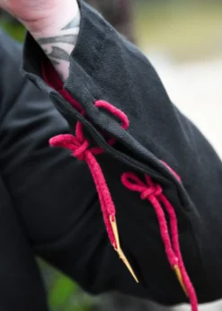 Mittelalterlicher Wams Bernhard mit Nestelbändern, schwarz