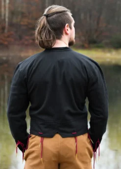 Mittelalterlicher Wams Bernhard mit Nestelbändern, schwarz