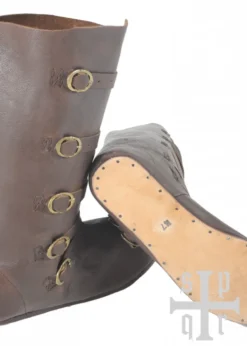 Mittelalterliche Stiefel aus Leder mit Riemenverschluss, 14. Jh.