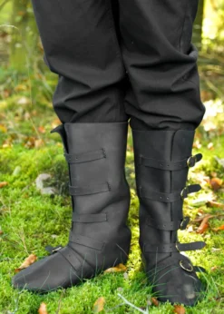 Mittelalterliche Stiefel mit Schnallen, schwarz