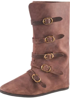Mittelalterliche Stiefel mit Schnallen, braun