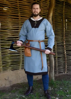 Mittelalterliche Tunika Vallentin, blaugrau/braun