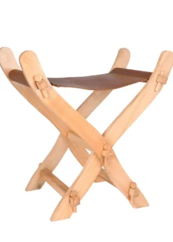 Mittelalter-Scherenstuhl mit Ledersitz
