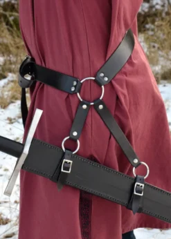 Mittelalter Schwertgürtel aus schwarzem Leder