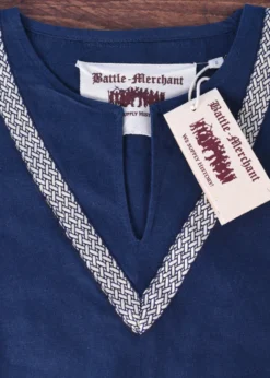 Mittelalter-Tunika Ailrik mit Bordüre, kurzarm, blau