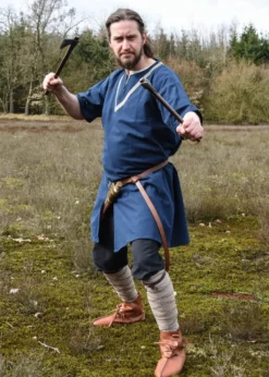 Mittelalter-Tunika Ailrik mit Bordüre, kurzarm, blau