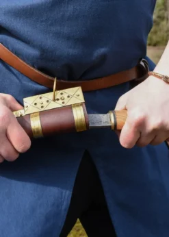 Mittelalter-Tunika Ailrik mit Bordüre, kurzarm, blau