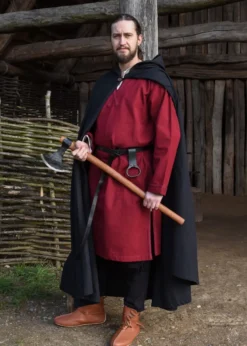 Mittelalter Tunika Albrecht mit Borte, langarm, weinrot