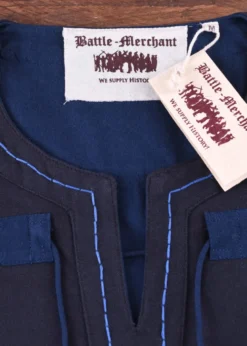 Mittelalter Tunika Bent mit abnehmbaren Ärmeln, blau/dunkelblau