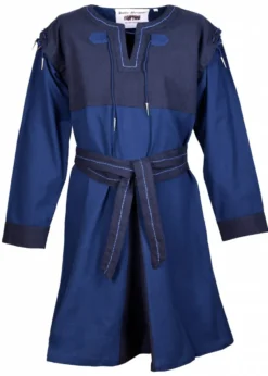 Mittelalter Tunika Bent mit abnehmbaren Ärmeln, blau/dunkelblau