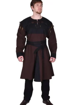Mittelalter Tunika Bent mit abnehmbaren Ärmeln, braun/schwarz
