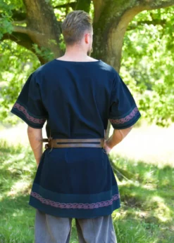 Mittelalter Tunika Egil mit Stickerei, Used-Look, blau